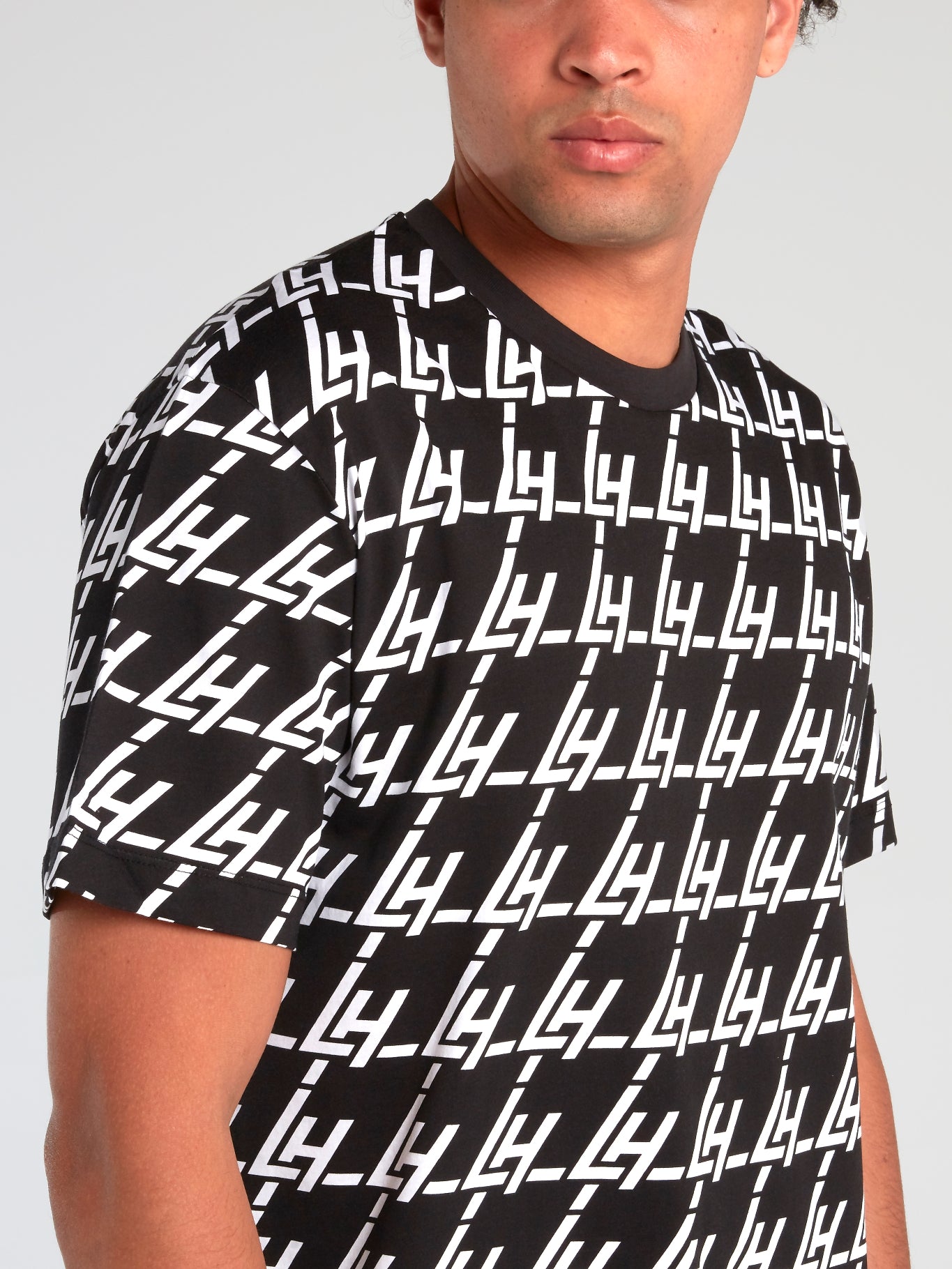 Black Monogram Print T-Shirt