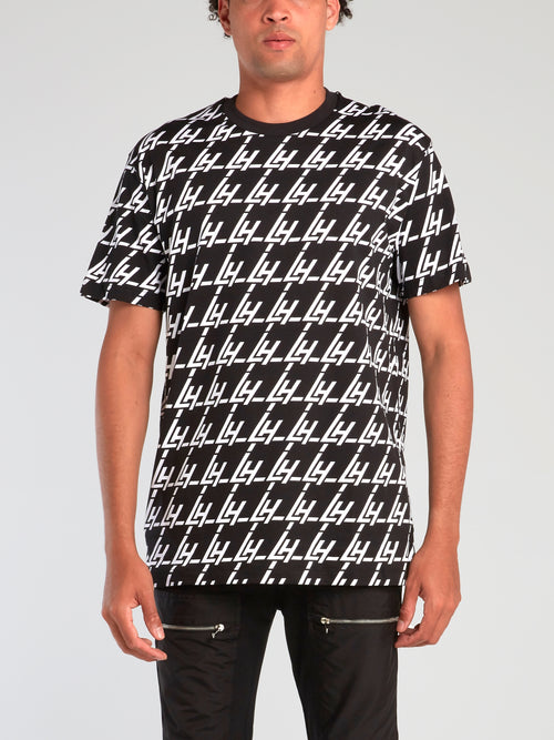 Black Monogram Print T-Shirt