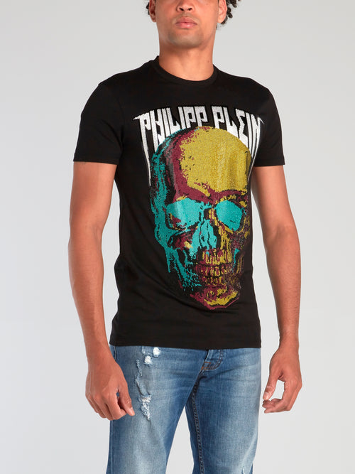 Black Studded Skull Crewneck T-Shirt