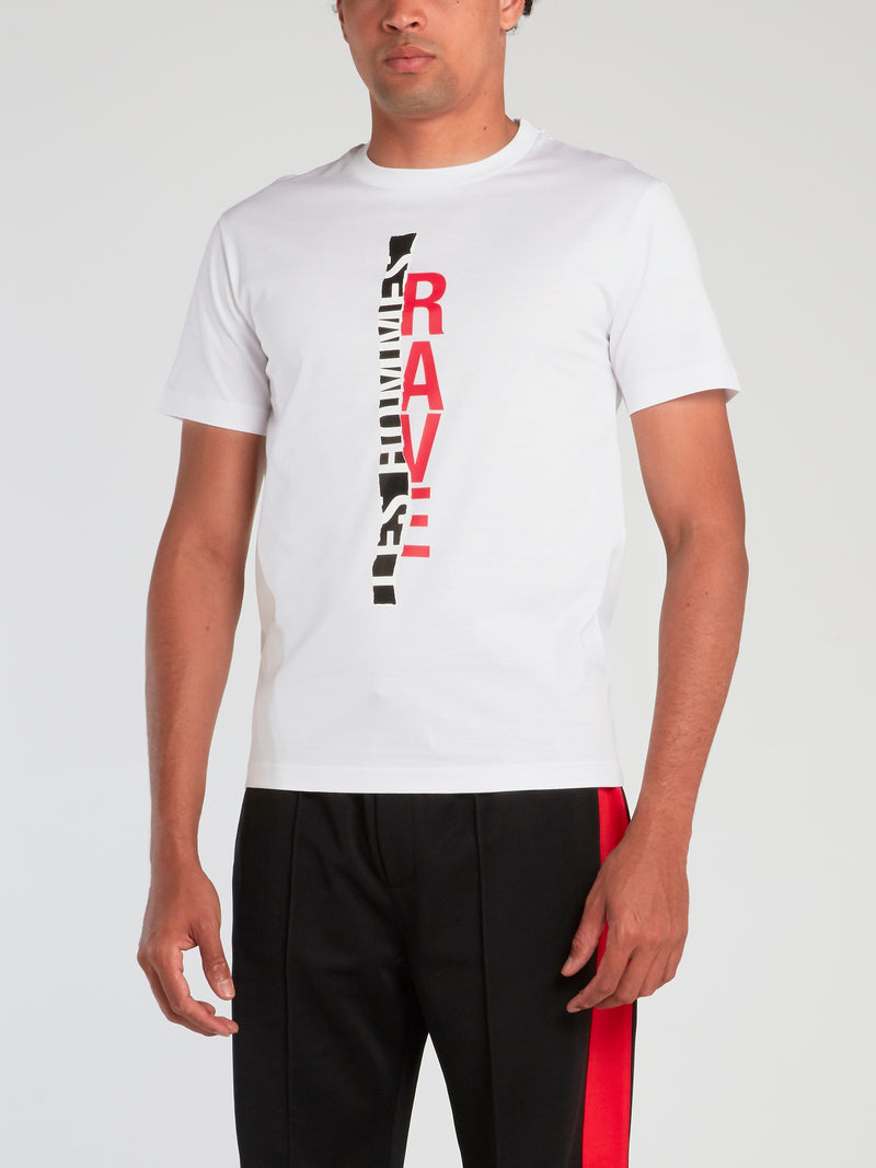 White Vertical Print T-Shirt