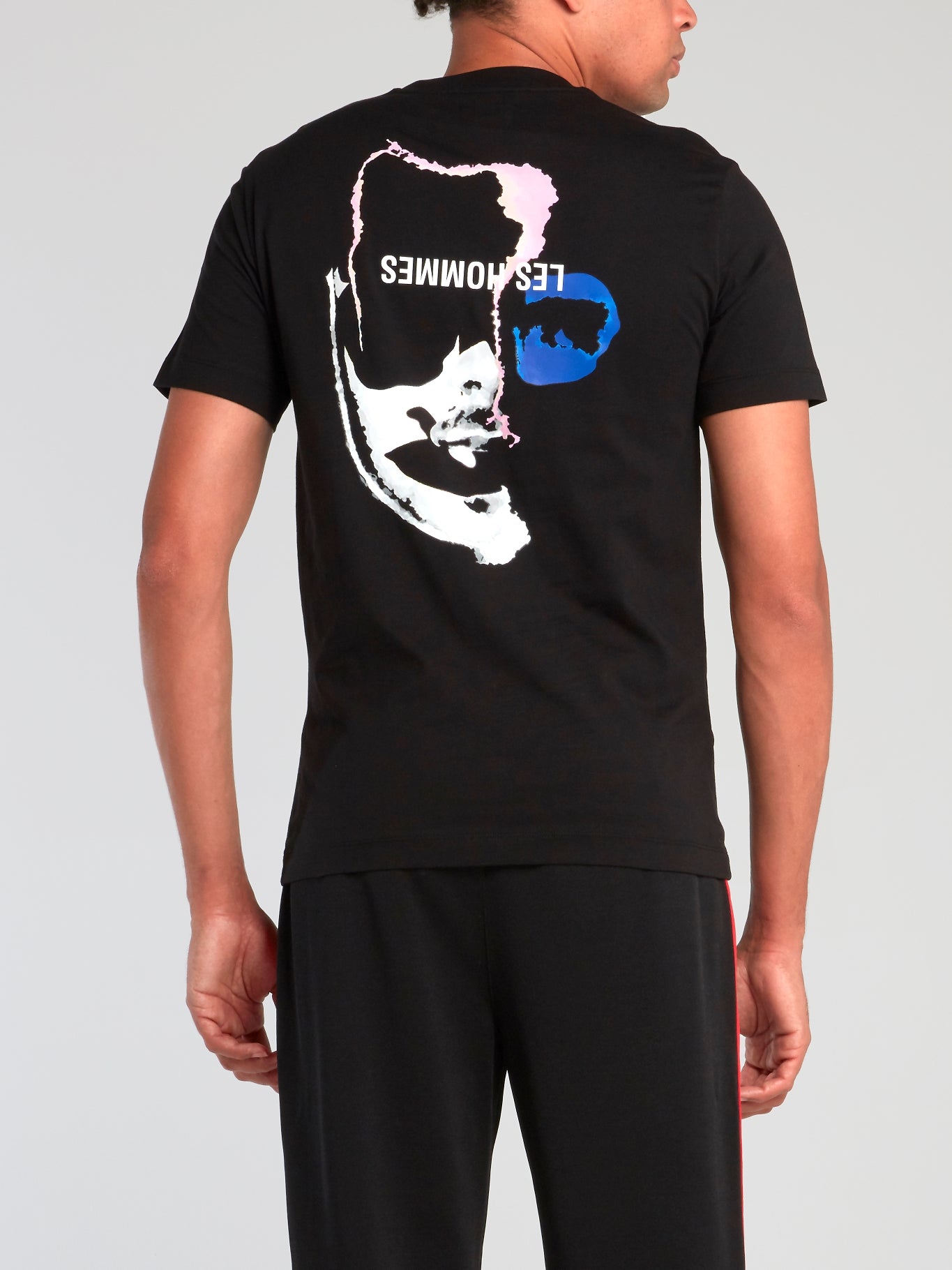 Black Rear Graphic Face Print T-Shirt
