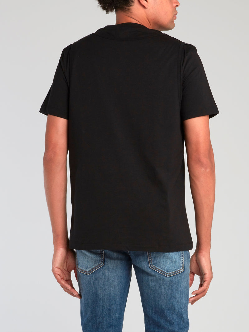 Black Layered Graphic Monogram T-Shirt