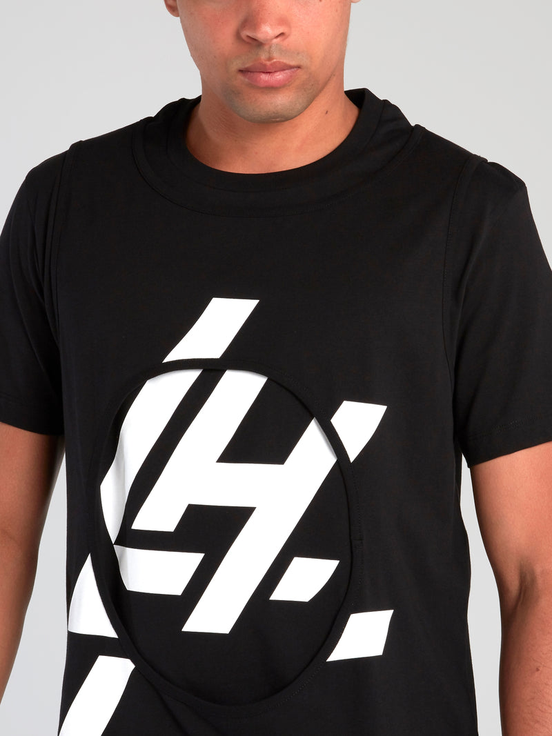 Black Layered Graphic Monogram T-Shirt