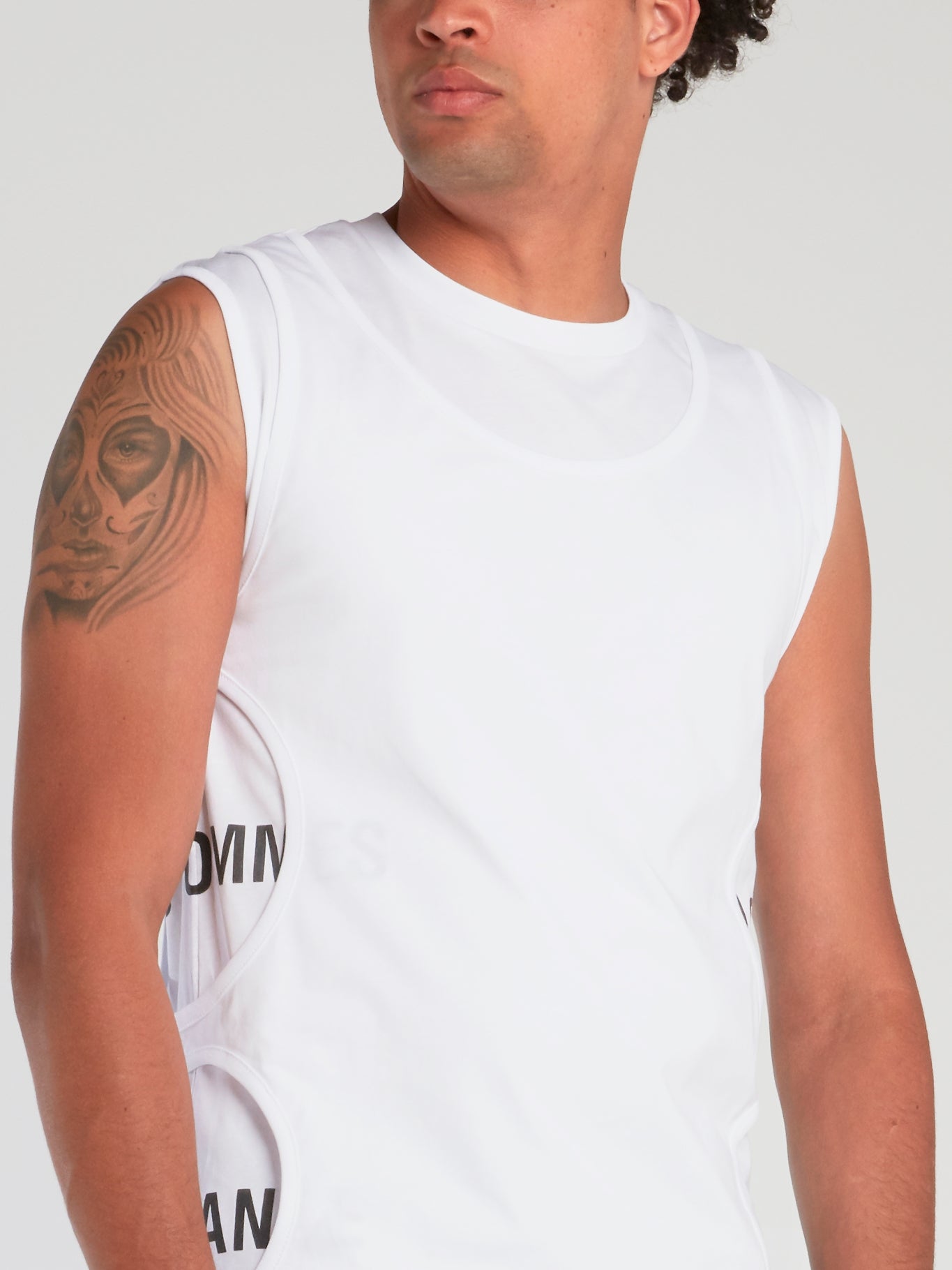 White Cut Out Sleeveless T-Shirt