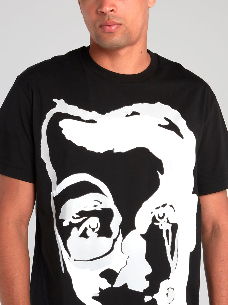 Black Graphic Face Print T-Shirt