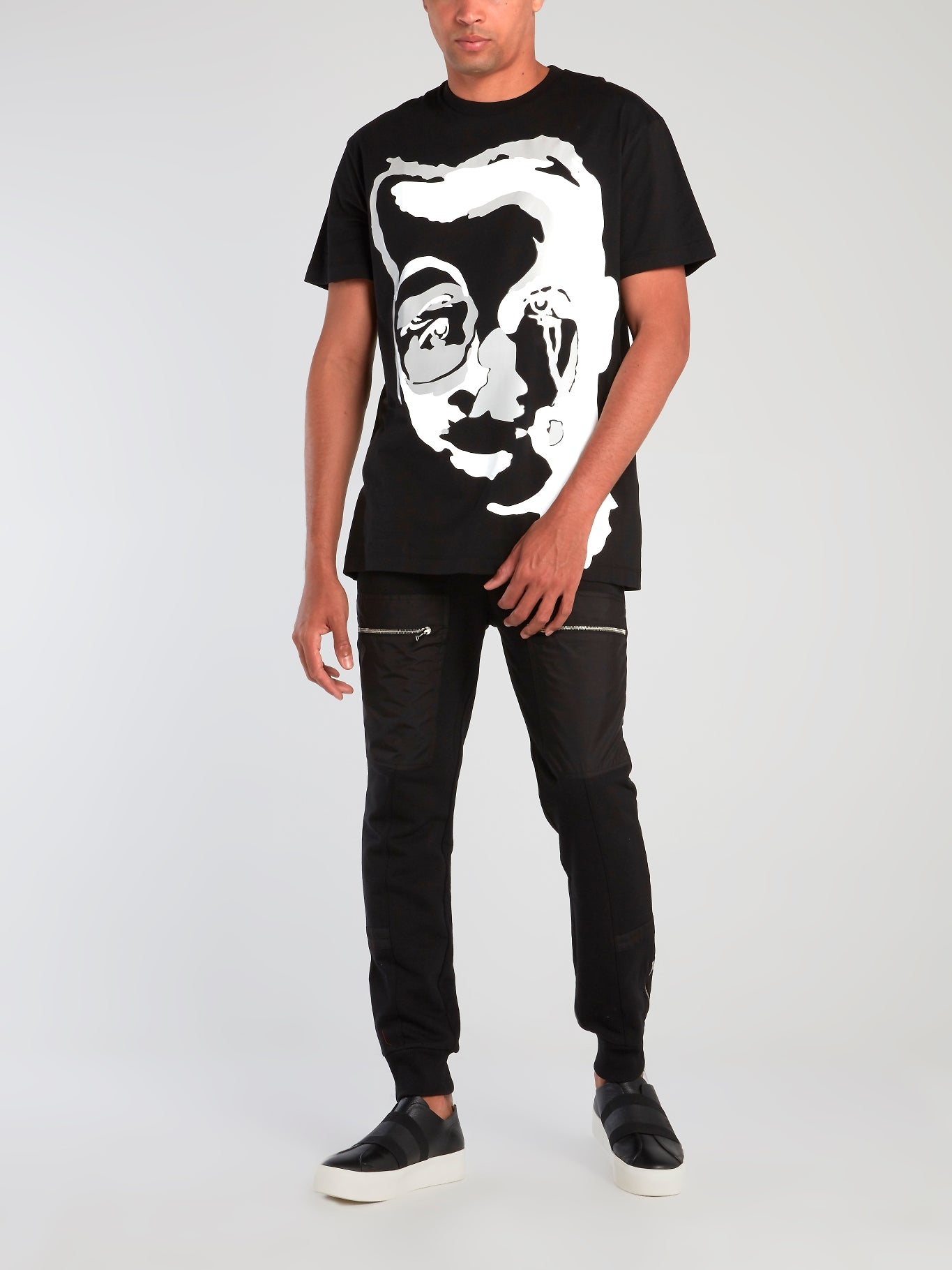 Black Graphic Face Print T-Shirt