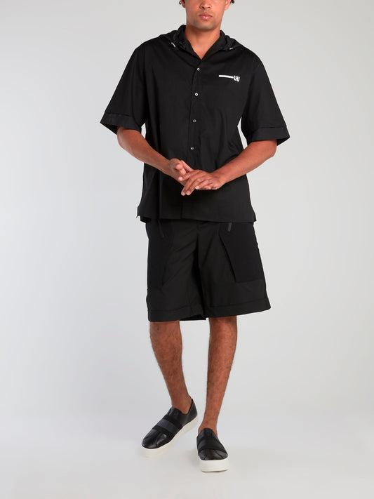 Black Front Pocket Detail Shorts