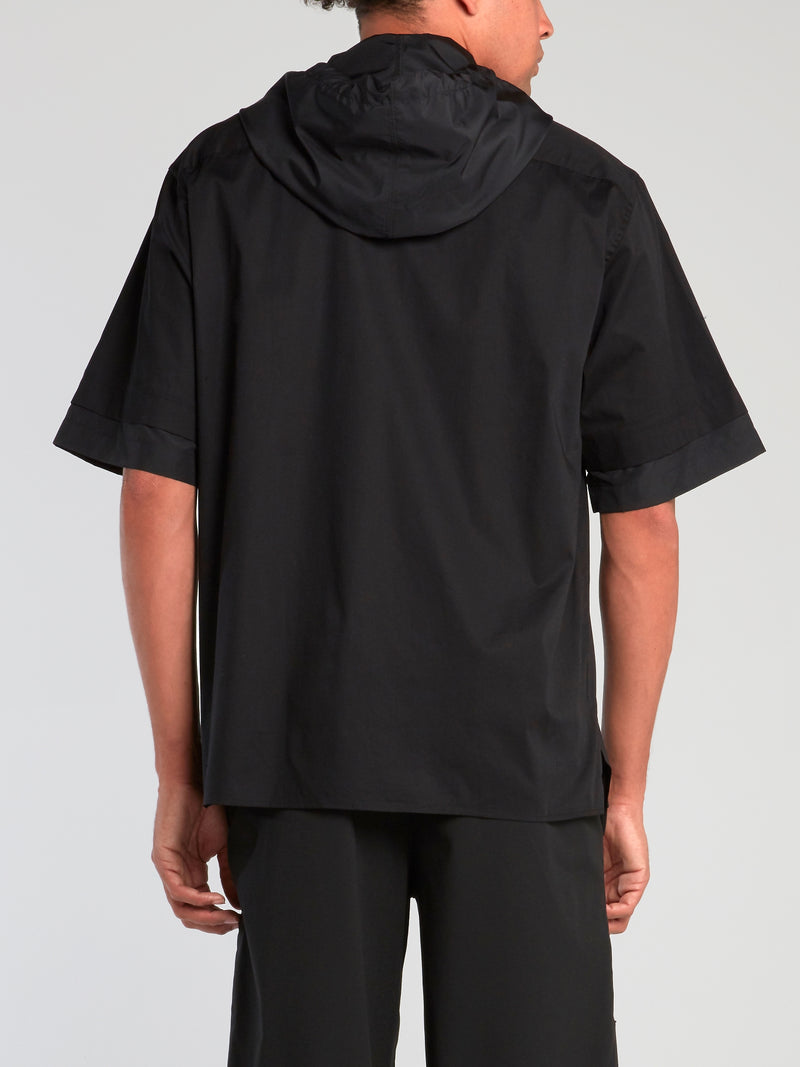 Black Hooded Nylon Shirt
