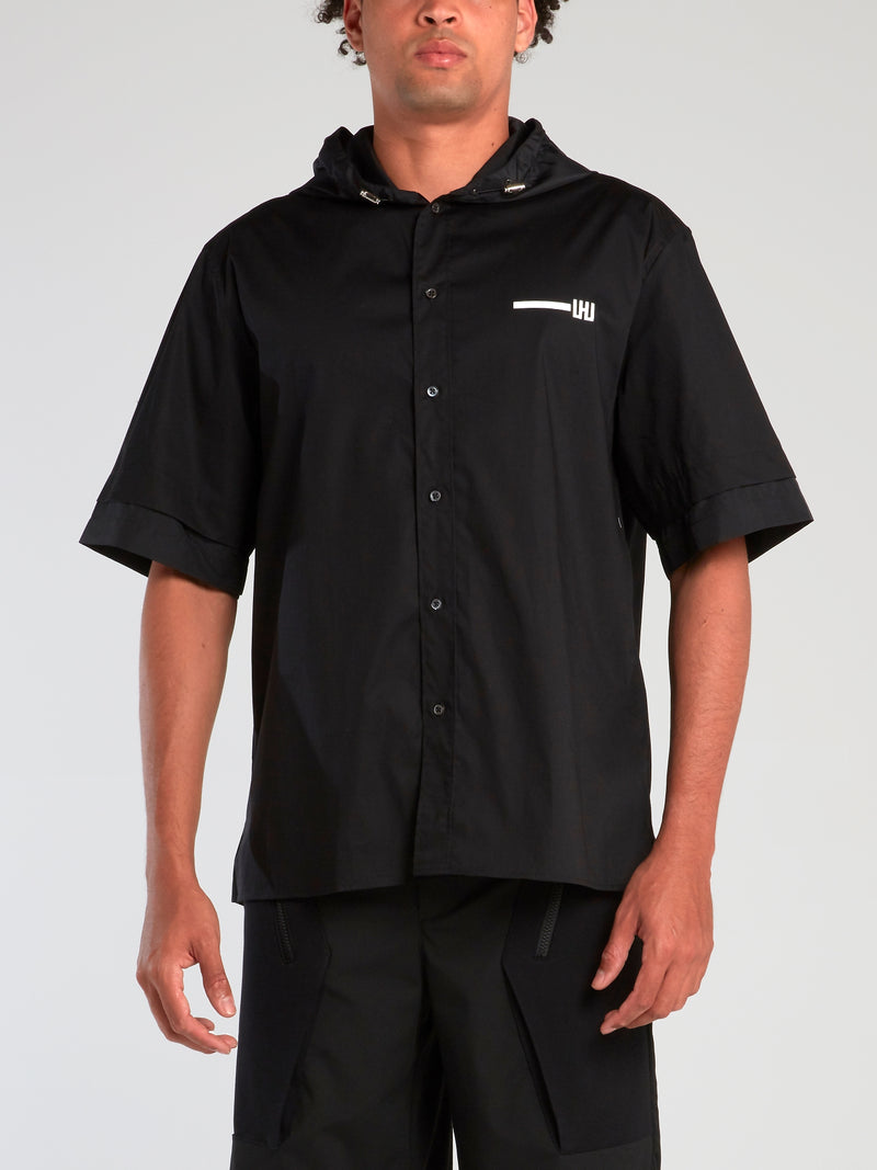 Black Hooded Nylon Shirt