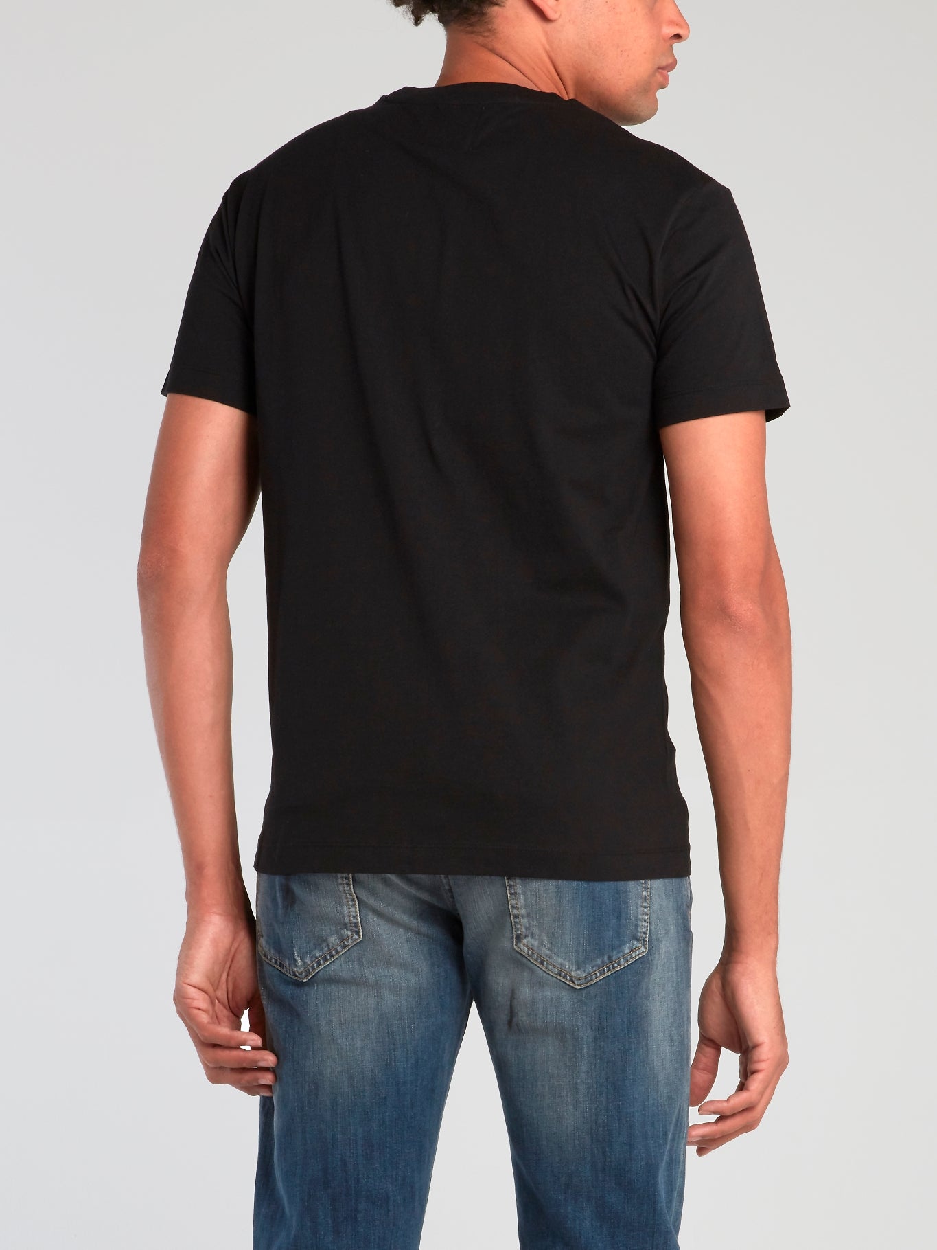 Black Barcode Print Crewneck T-Shirt