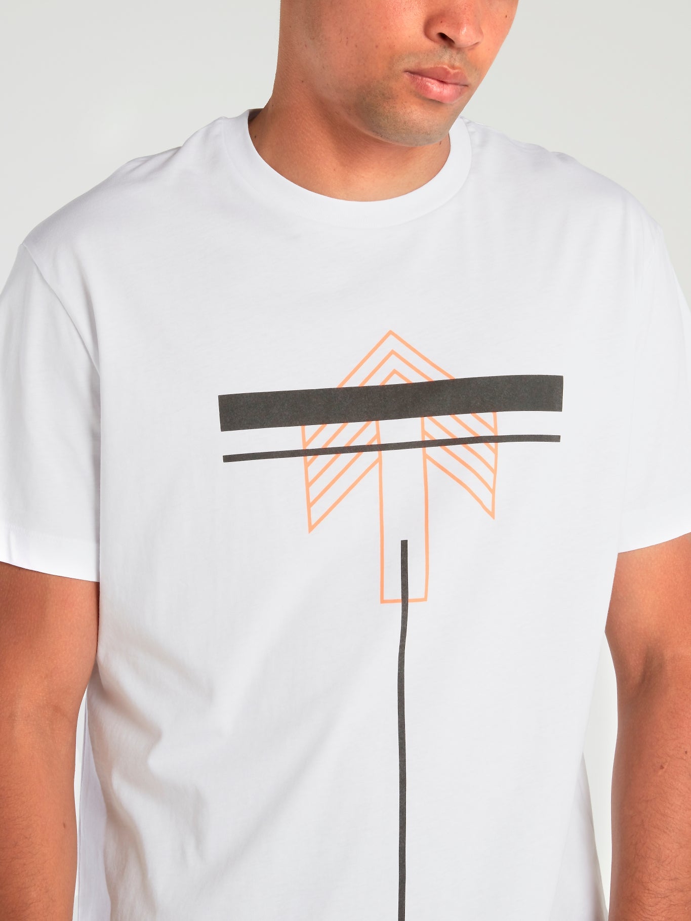 White Urban Chaos Geometric Print T-Shirt