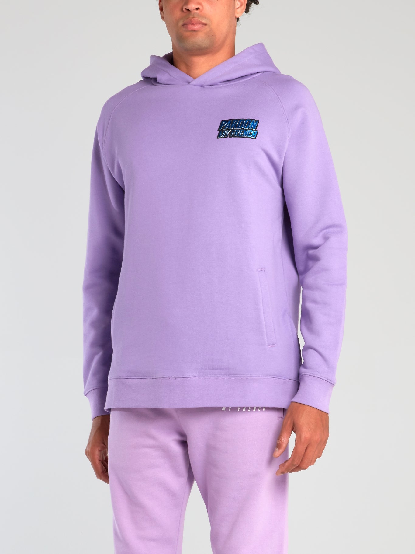 Purple Side Zip Logo Hoodie