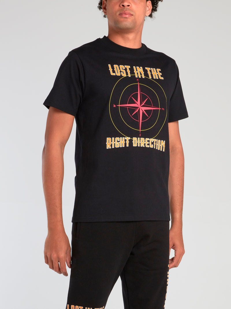 Black Compass Print T-Shirt