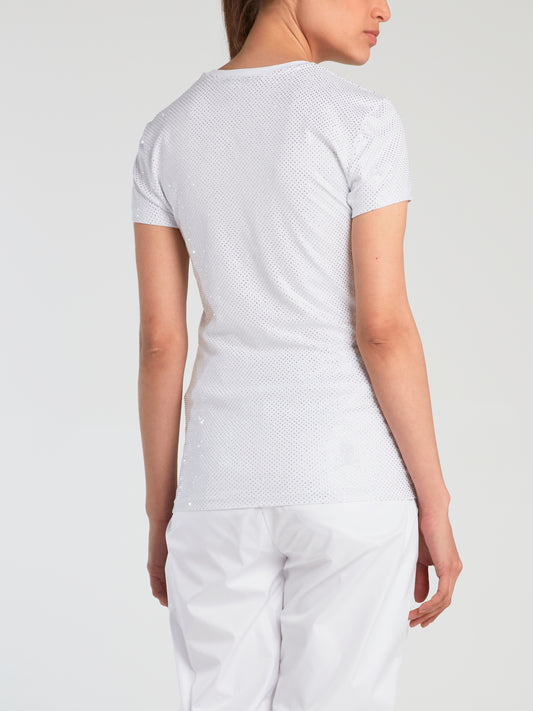 White All Over Strass Logo T-Shirt