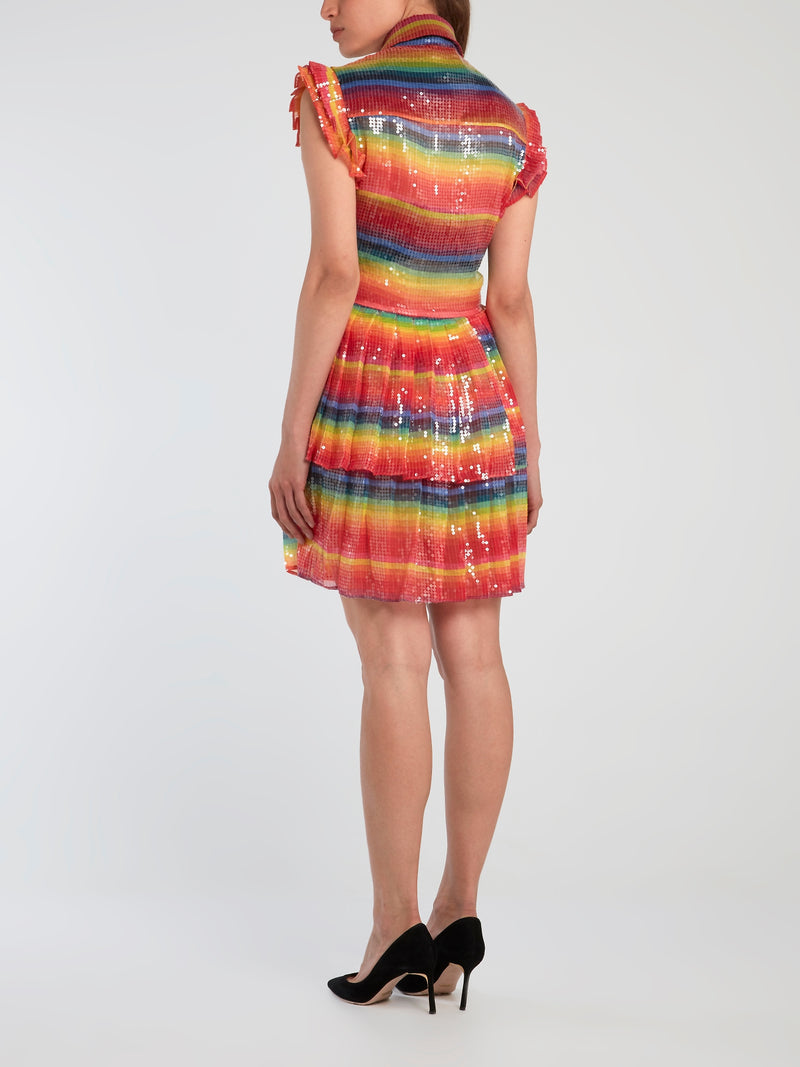 Daizy Shely Rainbow Paillette Mini Dress 44 / Multicolour
