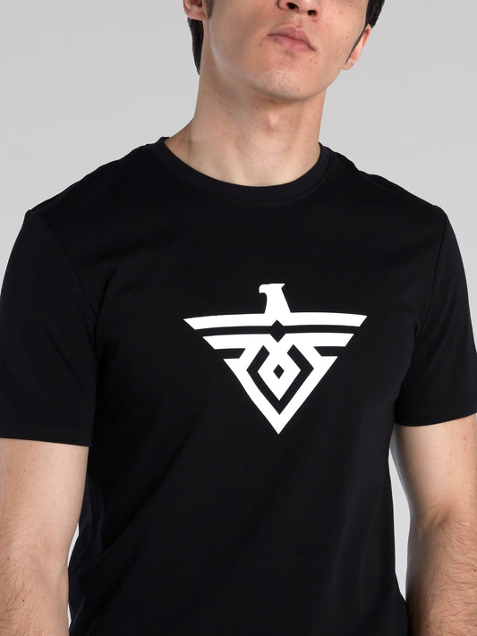 Black Monogram Cotton T-Shirt