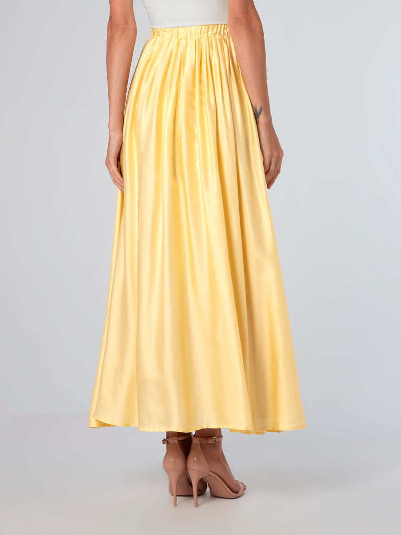 Yellow Belted Viscose Skirt