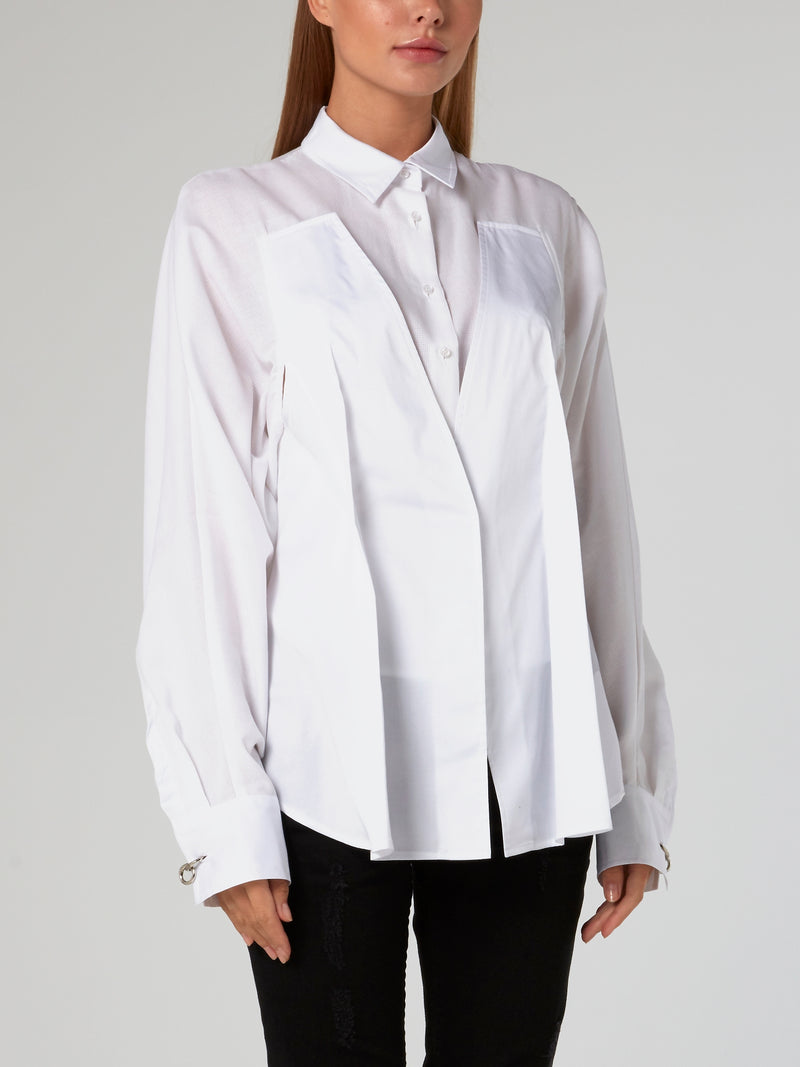 White Cut-Out Kimono Shirt