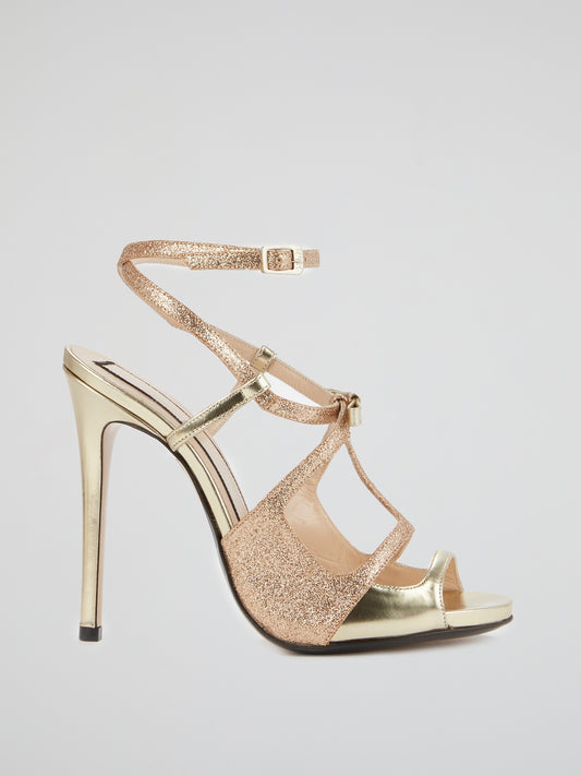 Glittery Gold Strappy Sandals