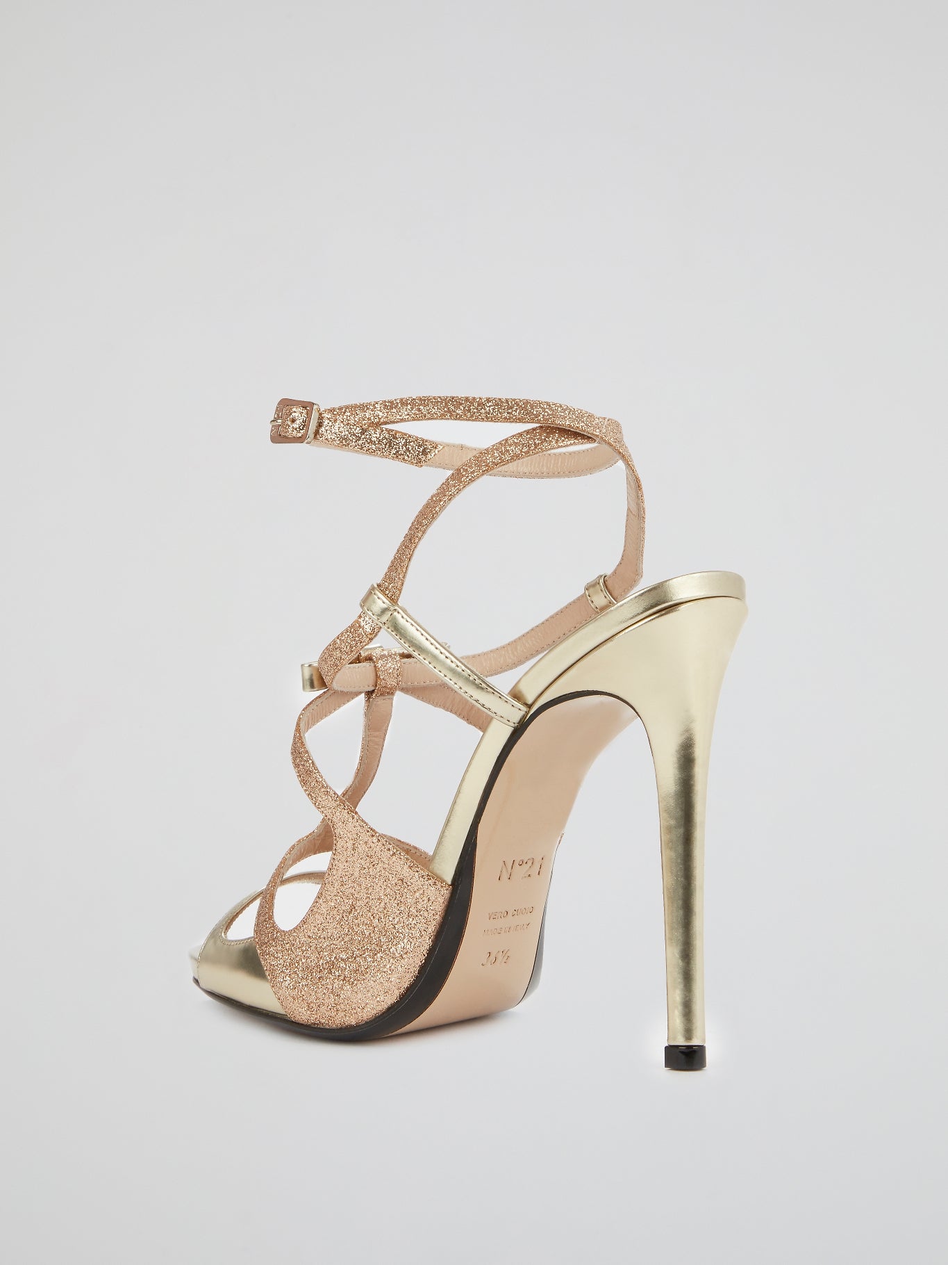 Glittery Gold Strappy Sandals