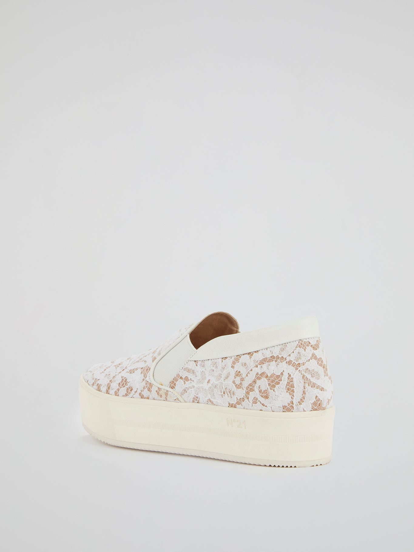 White Lace Detail Slip-On Sneakers