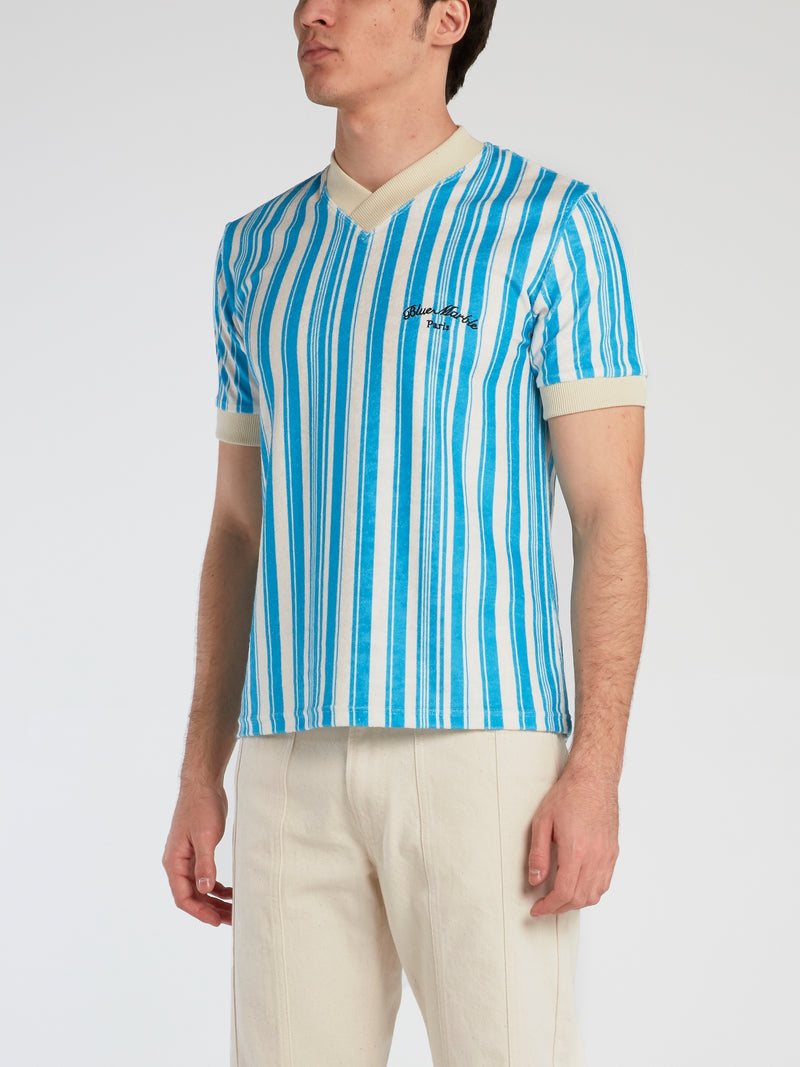 Ivory Trim Striped V-Neck T-Shirt