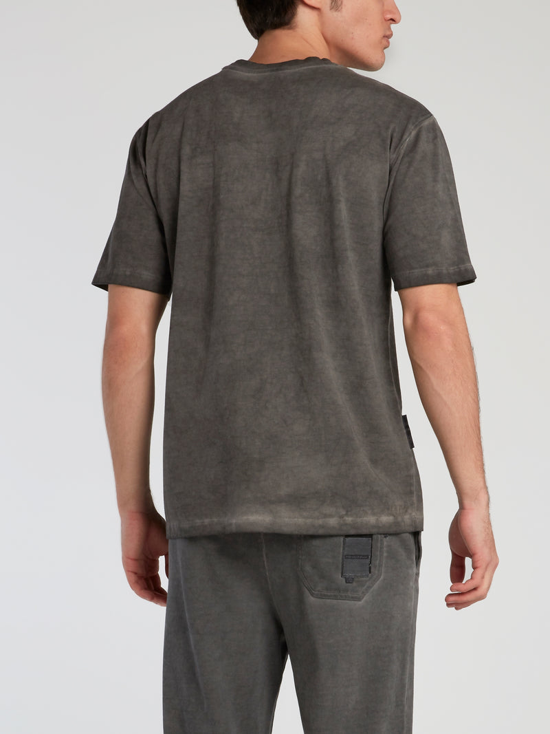 Grey Dyed Overlap Pocket T-Shirt