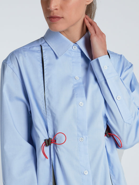 Blue Windbreaker Drawstring Shirt