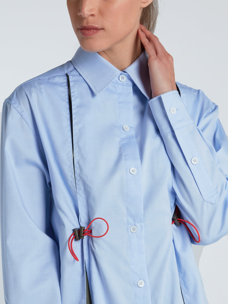 Blue Windbreaker Drawstring Shirt