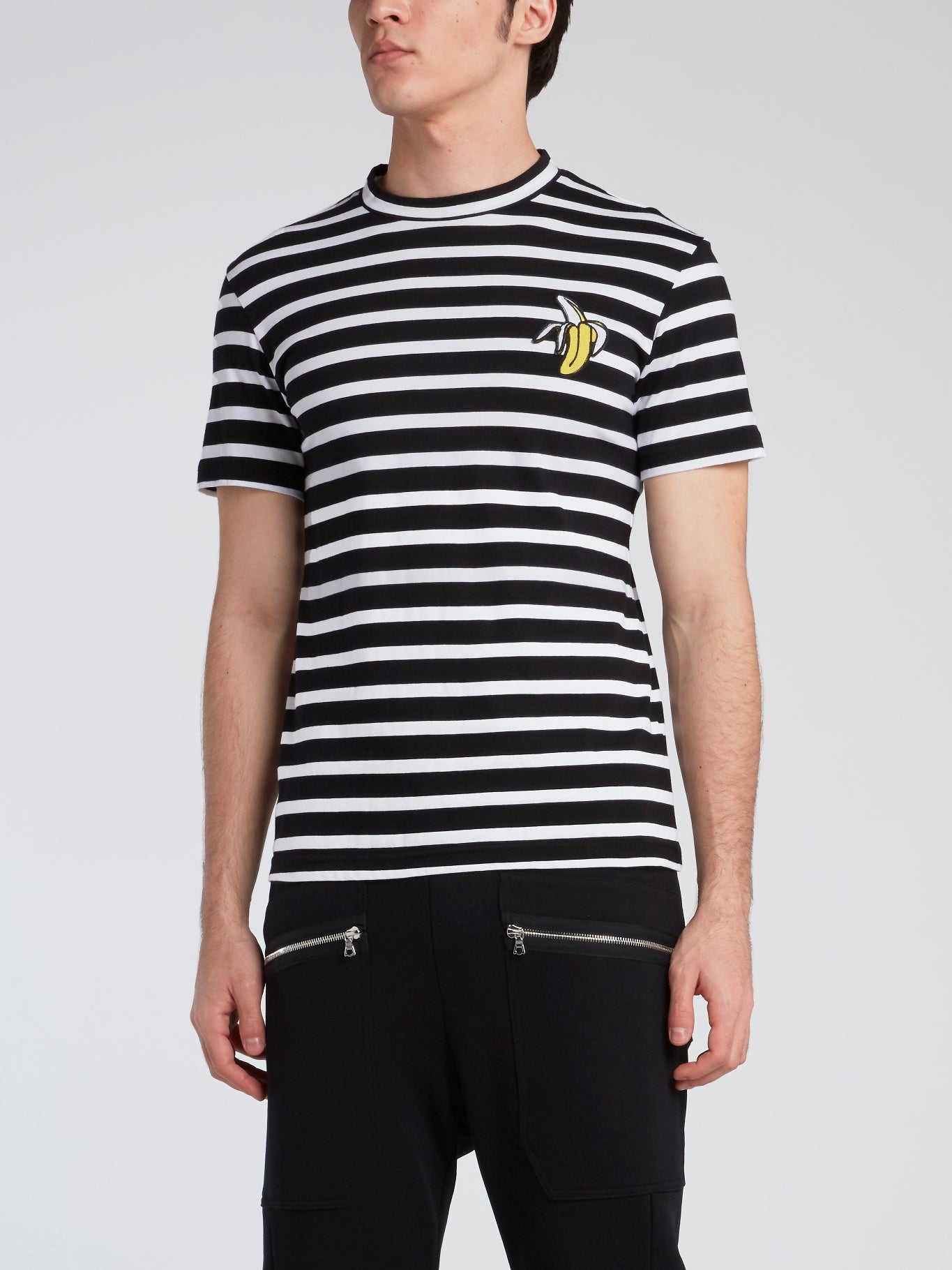 Striped Appliquéd Crewneck T-Shirt
