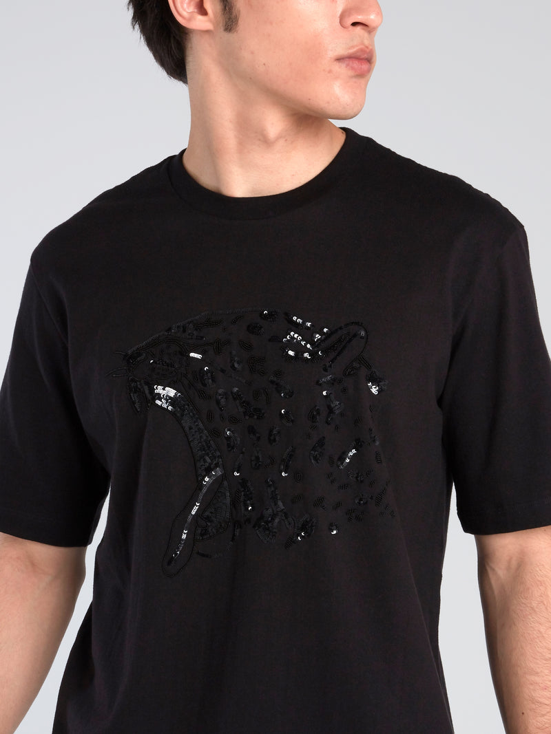 Black Sequin Leopard T-Shirt