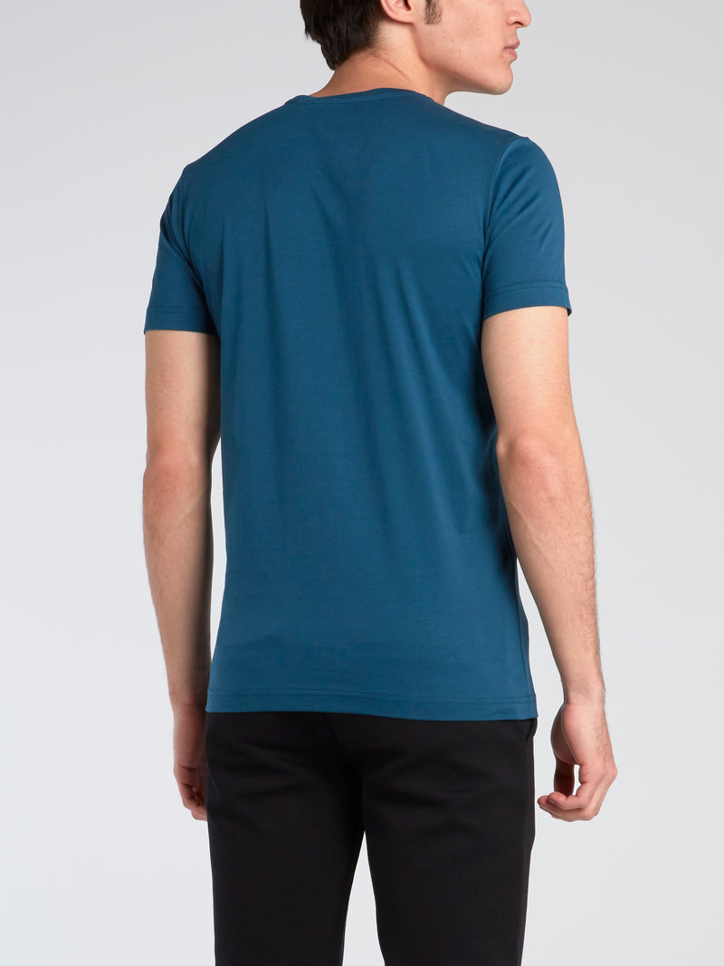 Blue Logo Stripe Crewneck T-Shirt