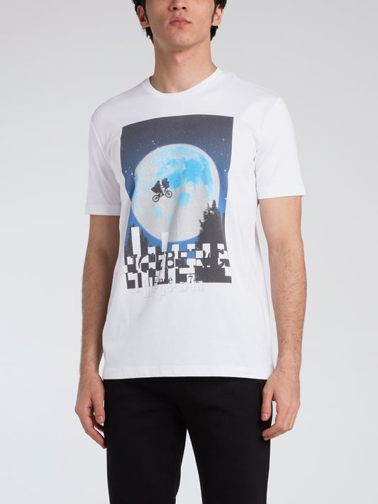 E.T. White Graphic Print T-Shirt
