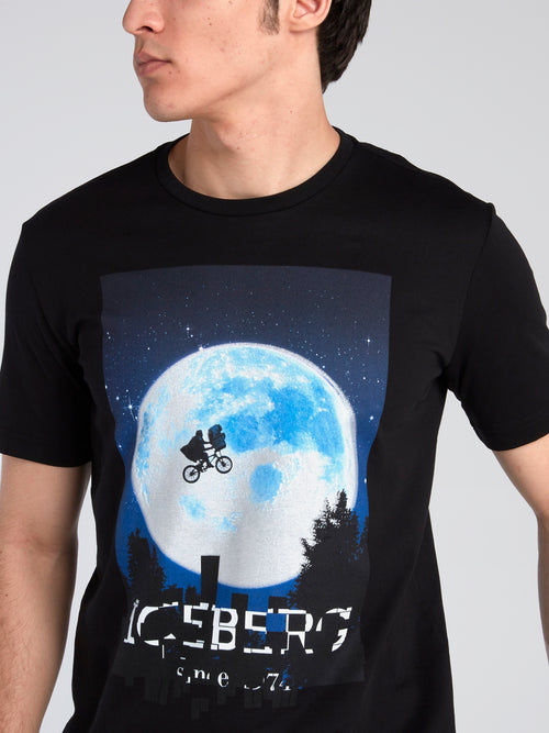 E.T. Black Graphic Print T-Shirt