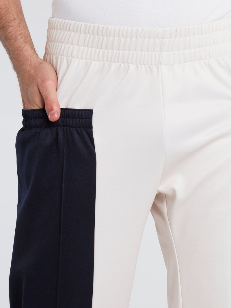 Layered Ivory Poly Track Pants