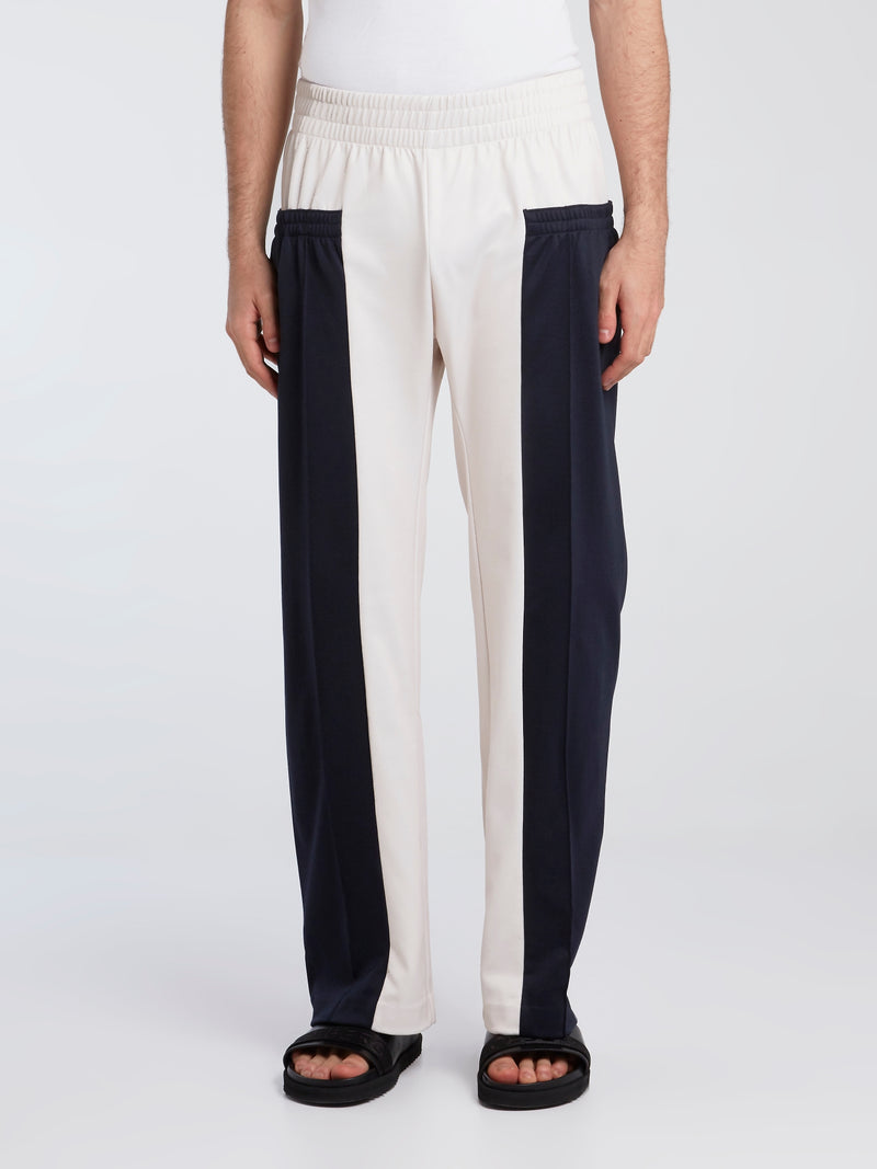 Layered Ivory Poly Track Pants