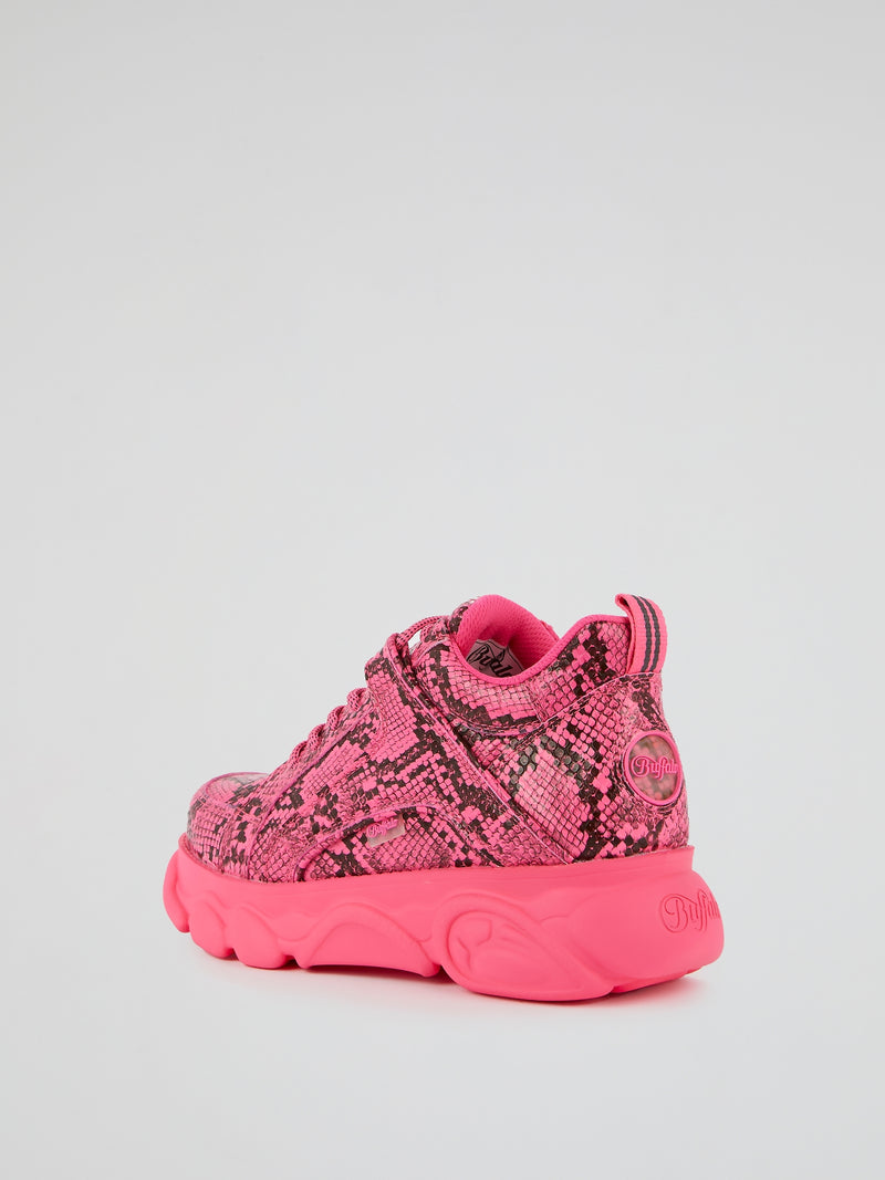 CLD Corin Pink Snake Print Sneakers