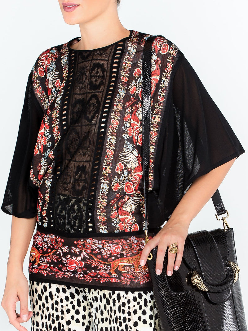 Floral Embroidered Lace Panel Blouse