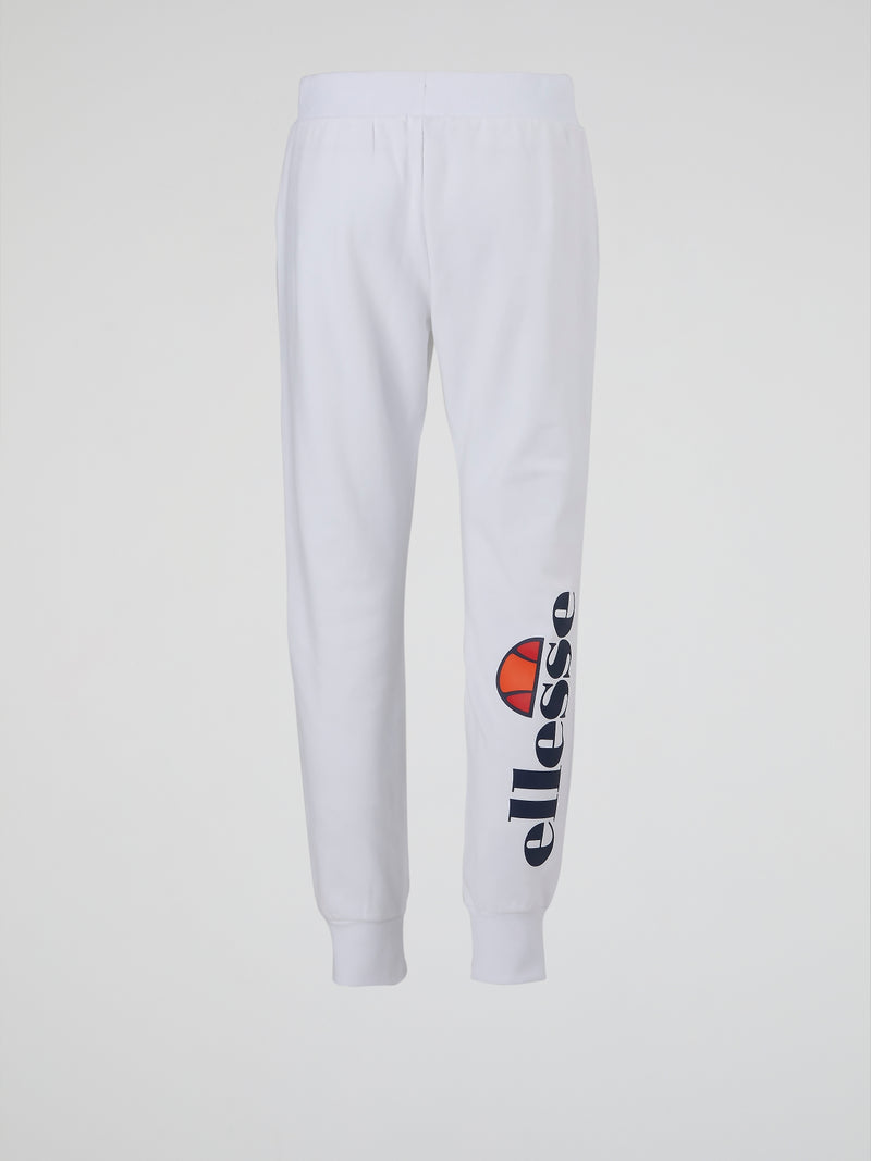 Forza White Ribbed Waistband Track Pants