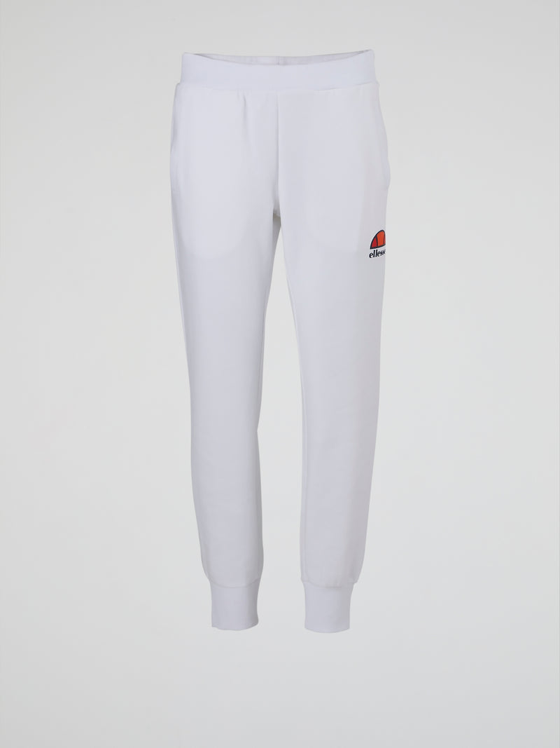 Forza White Ribbed Waistband Track Pants