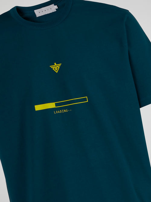 Teal Monogram Print T-Shirt
