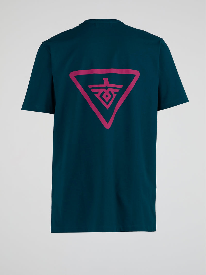 Teal Monogram Print T-Shirt