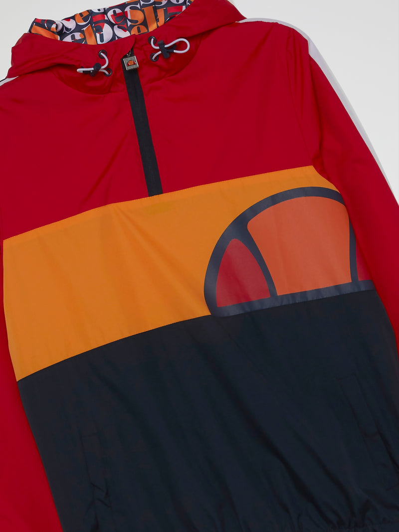 Agnolo Red Drawstring Windbreaker