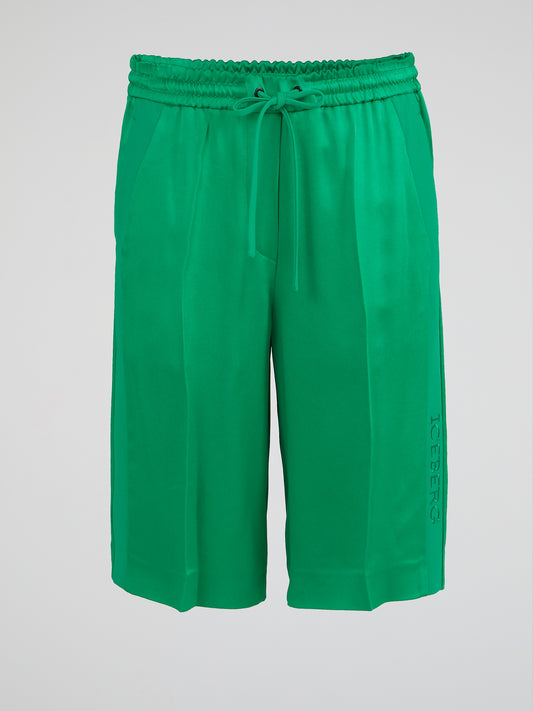 Green Drawstring Knee-Length Shorts