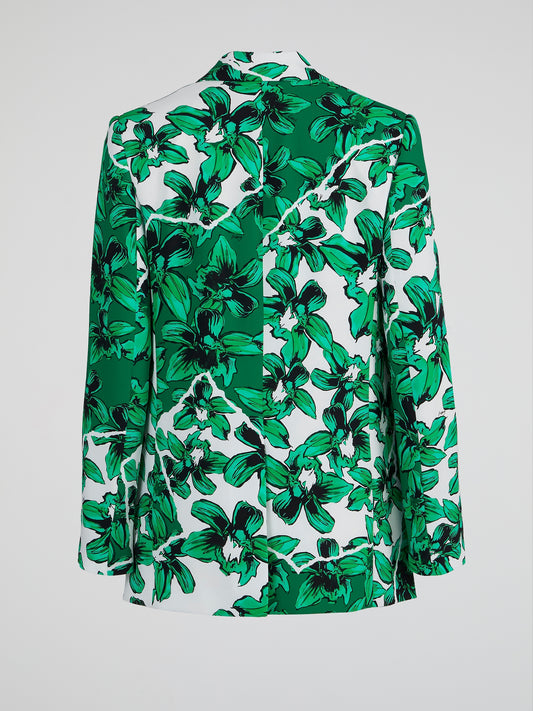 Green Floral Print Blazer