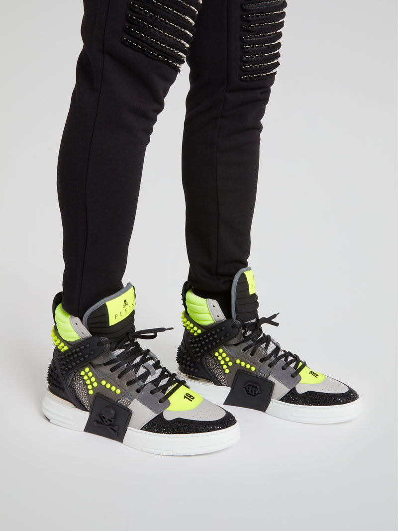 Phantom Kick$ Studded High-Top Sneakers
