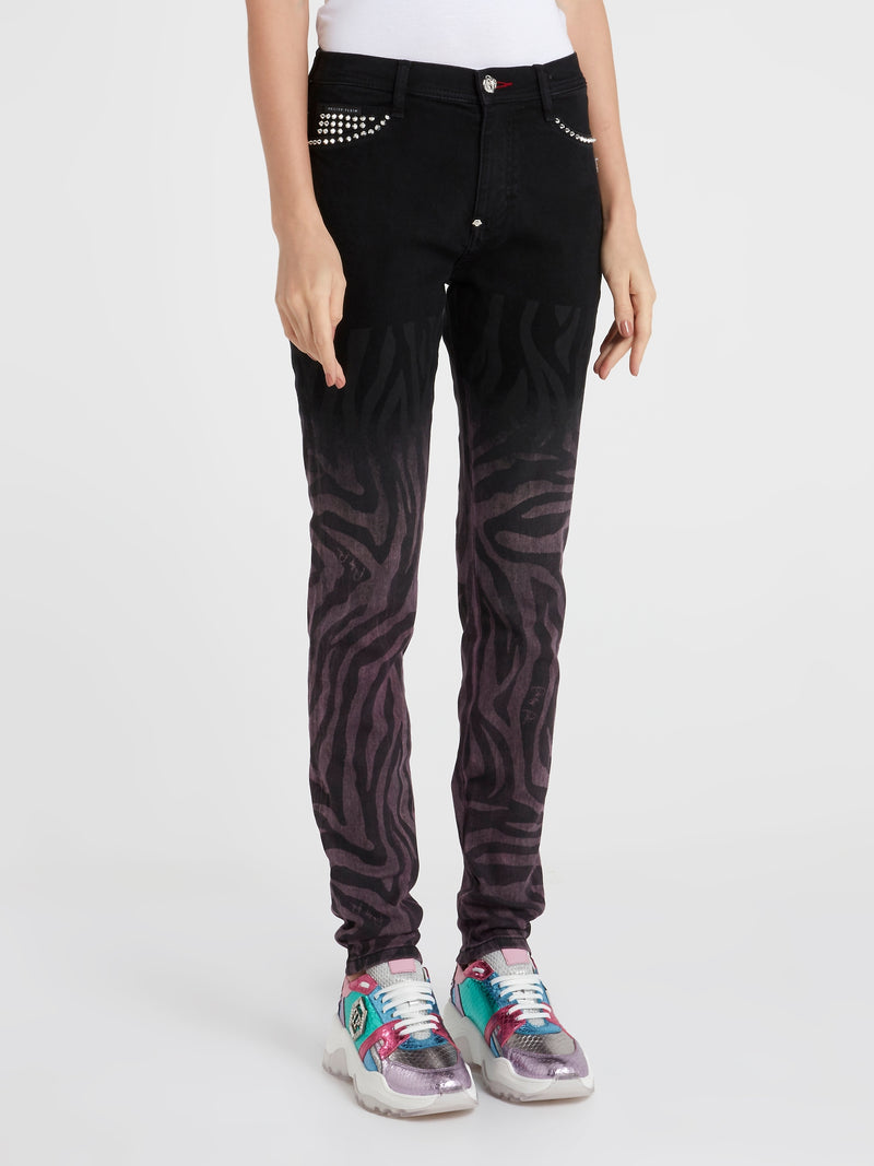 Zebra Print Gradient Jeans