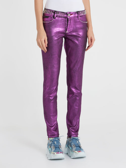 Purple Metallic Studded Pants