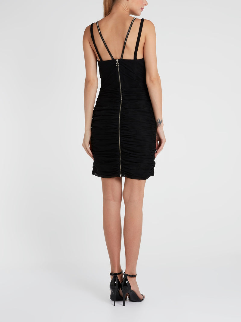Black Ruched Mini Dress