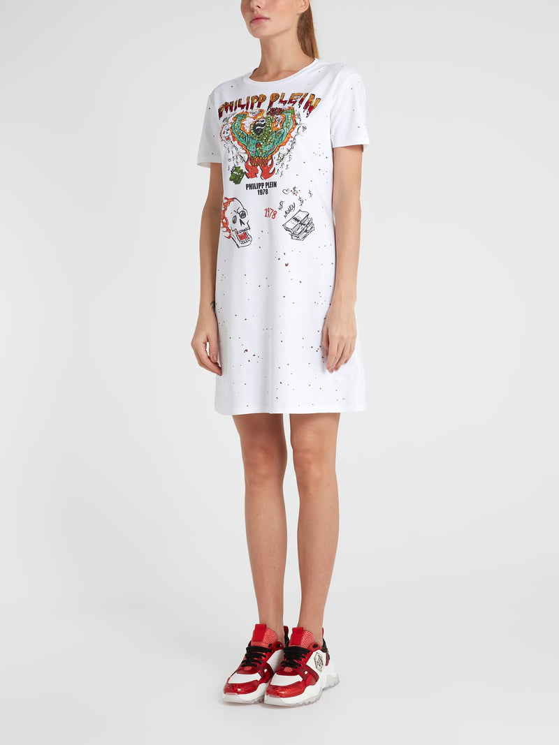 distressed shirt dress Iron Maiden Run To The Hills Distressed T-Shirt Dress